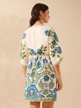 Short Sleeve V-neck Floral-print Mini Dress